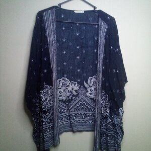 Maurices Cardigan Open Front Blouse Women S/M Short Sleeve Pattern Black White